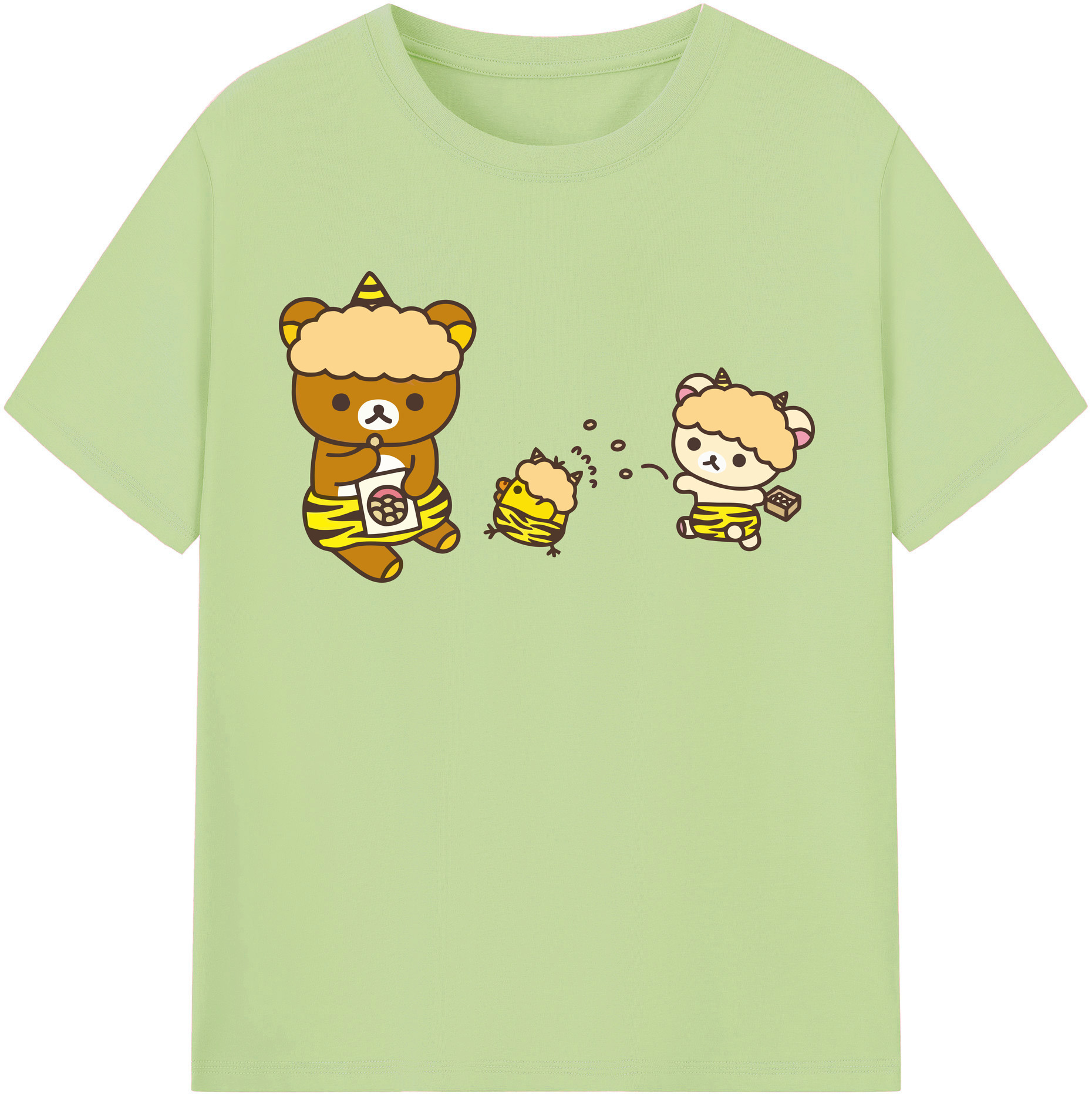 （画像用） リラックマ リラックマ キイロイトリ Rilakkuma Korilakkuma Kiiroitori 綿100％半袖Tシャツ（フロントプリント）